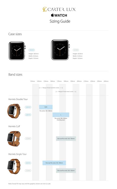 Hermes watch size chart